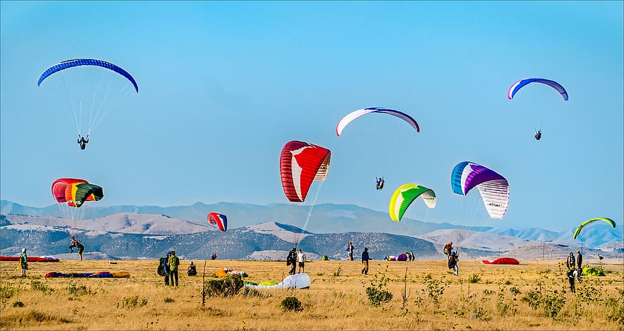 paracaídas, cielo, aire, vuelo, parapente, pixbay, parapentes, ala delta, altísimo, deportes extremos