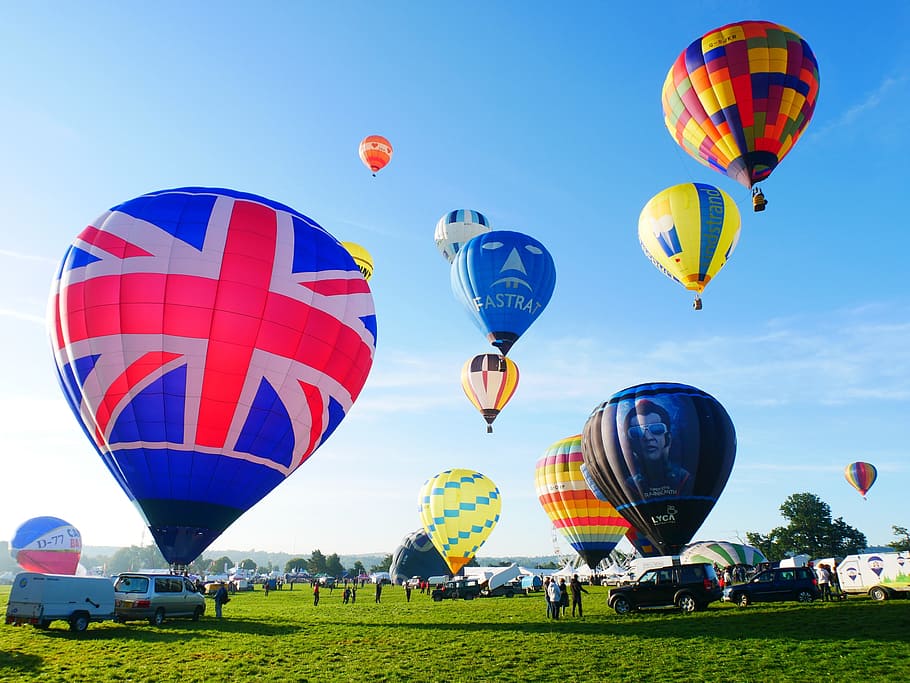 bristol, balloon fiesta, balloons, hot air balloons, england, uk, bristol balloon fiesta, union jack, air vehicle, hot air balloon