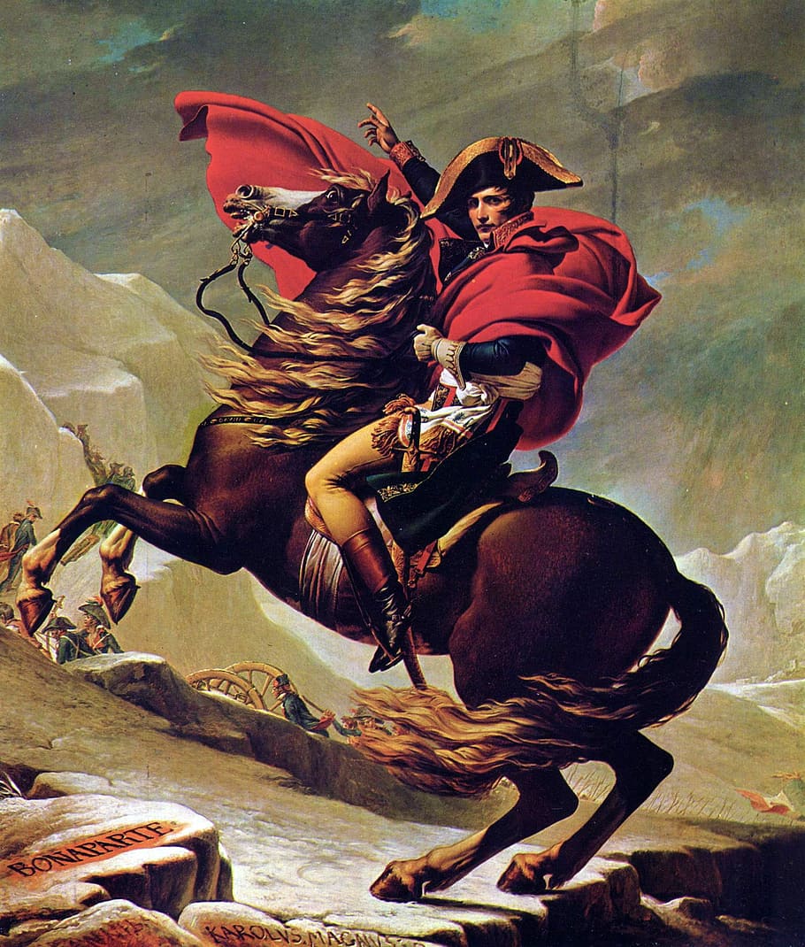 napoleon bonaparte painting, man, horse, napoleon bonaparte, france, emperor, reiter, oil painting, attack, 1800