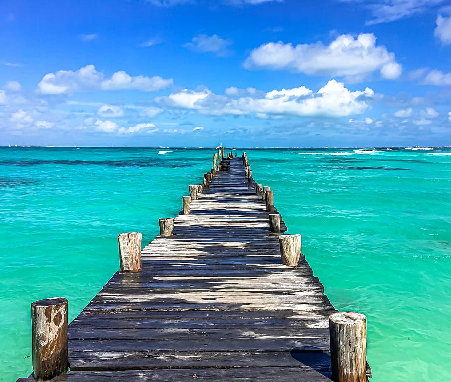 mexico, the pier, cancun, ocean, clouds, panorama, sky, landscape, mood, water