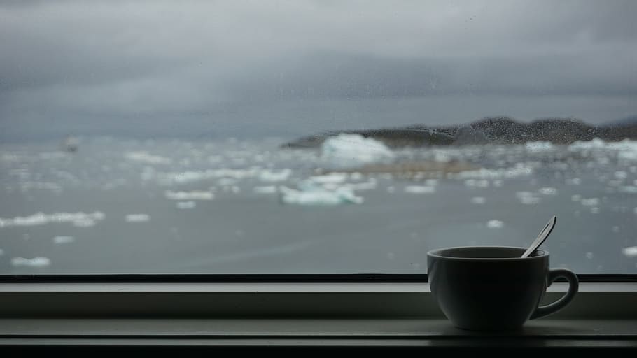 coffee, sea, glaciers, greenland, drink, cup, mug, food and drink, refreshment, coffee cup