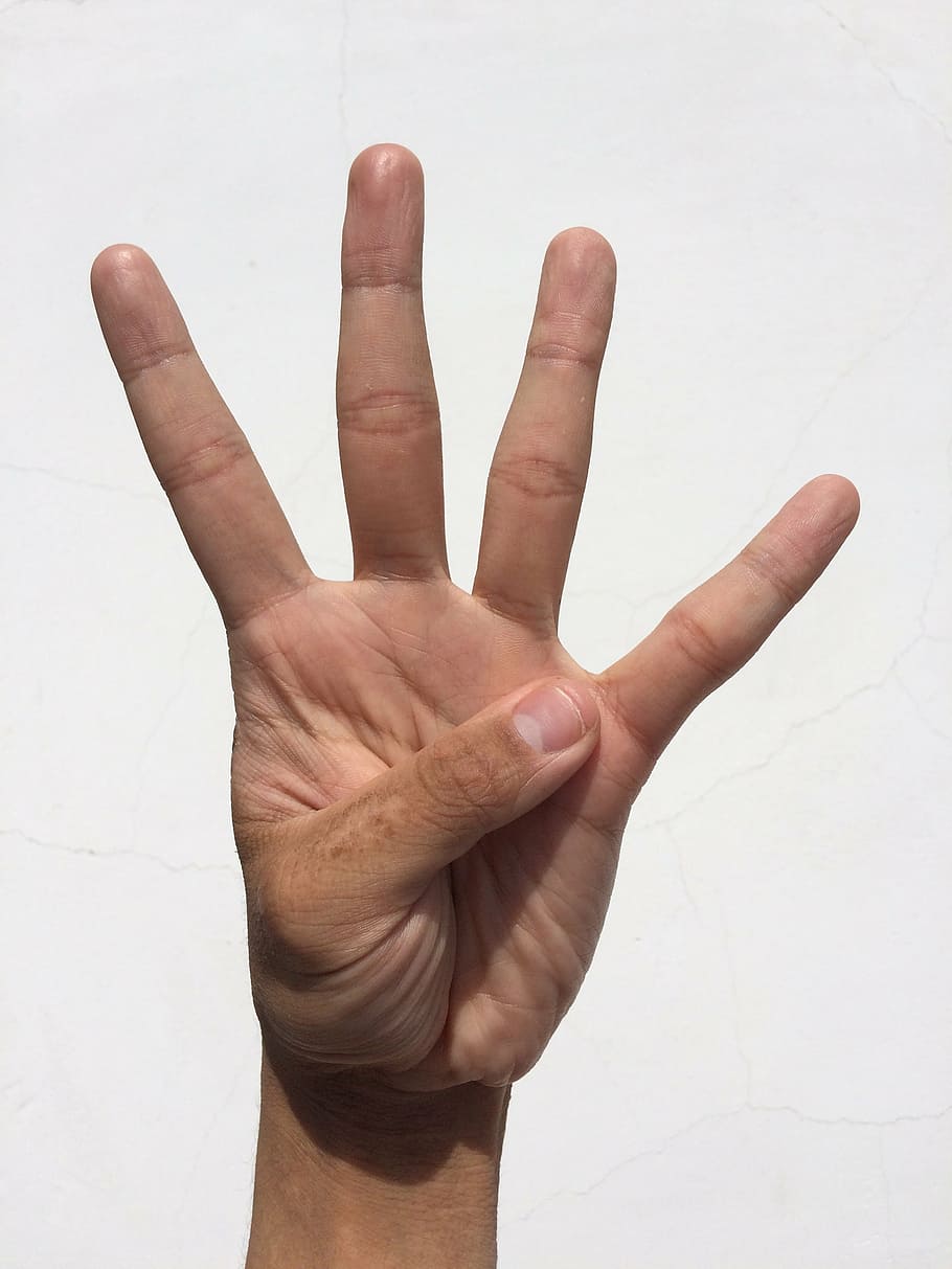 pessoa, mostrando, esquerda, mão, palma, dedo, unha, jovem, japonês, pessoas