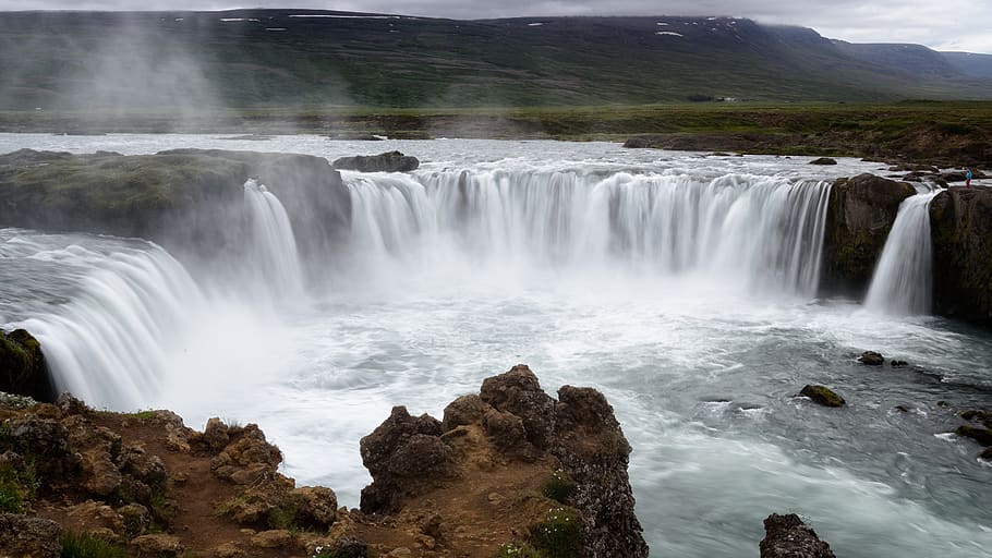 cascada, islandia, naturaleza, agua, viajes, islandés, río, rocas, paisaje, que fluye