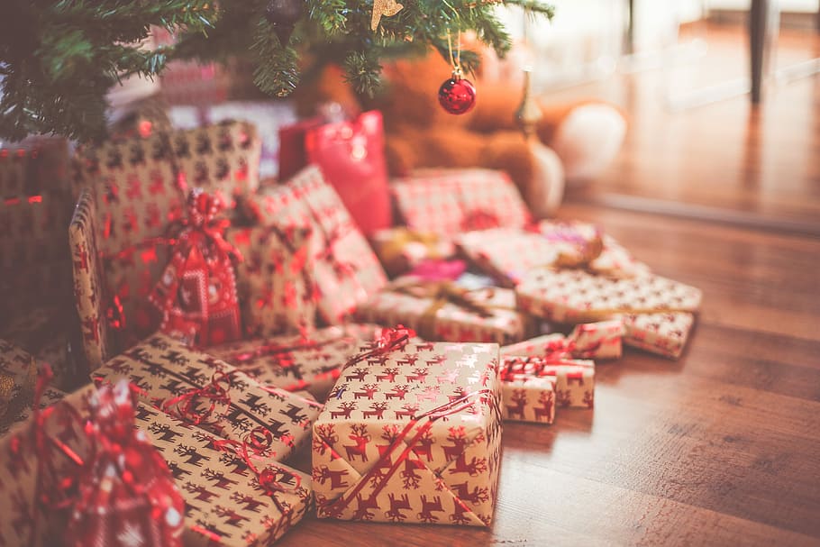 hadiah, Natal, Pohon, perayaan, desember, dekoratif, liburan, selamat natal, tradisi, xmas