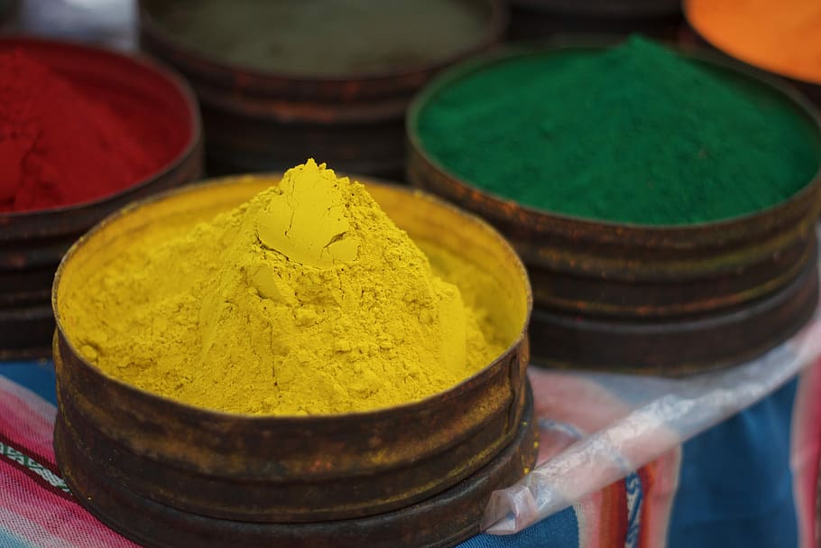 color, yellow, dust, pigment, dye, natural dyes, colorful, texture, background, painting