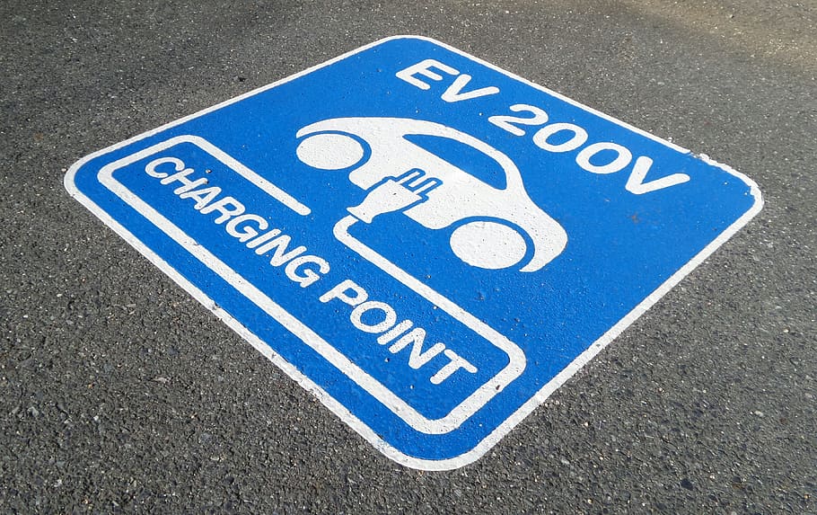 ev 200 v, 200v, charging, point, pavement, Sign, Charging, Point, Parking, Electric, car