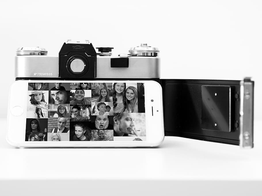 negro, blanco, fotografía, convertido, iphone, al lado, cámara, ios, iphoto, teléfono inteligente