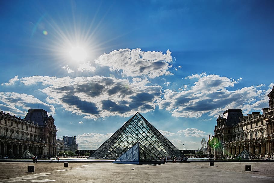 great louvre pyramid, Louvre, Paris, France, Museum, paris, france, architecture, built structure, building exterior, sky