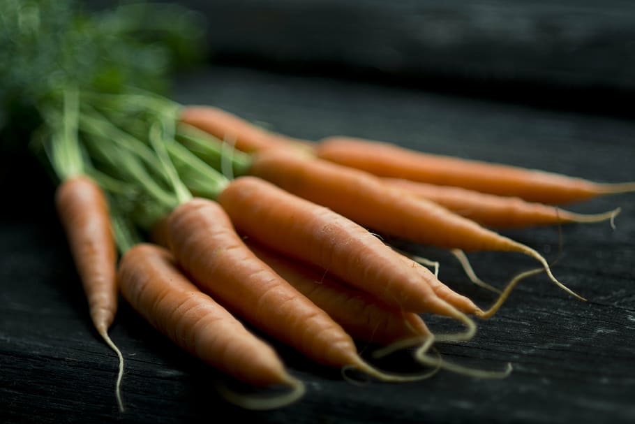 closeup, foto, wortel, bundel, makanan, produksi, sehat, sayuran, segar, jeruk