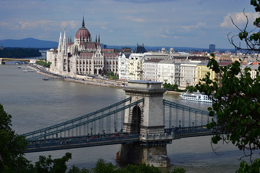 hungría, budapest, casa de campo, parlamento, puente, danubio, río, verano, turismo, puente de las cadenas
