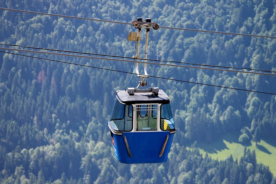 cable car, gondola, shuttle service, alpine, mountain railway, transport, view, wankbahn, ropes, wire ropes