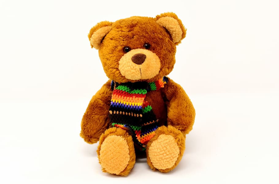ted plush toy, teddy, stuffed animal, teddy bear, soft toy, cute, scarf, funny, bear, toy