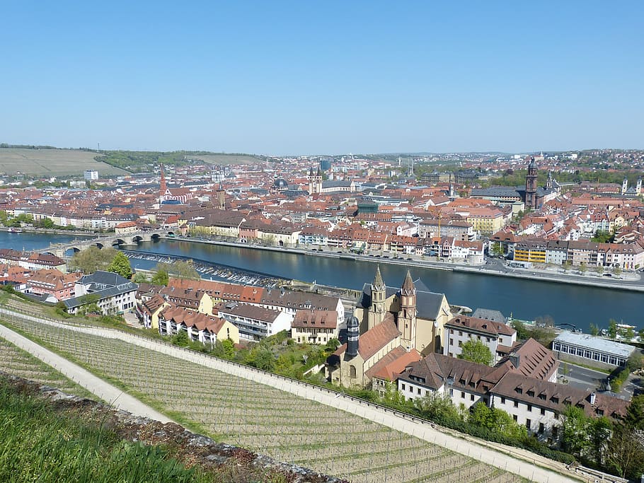 würzburg, baviera, francos suíços, historicamente, cidade velha, arquitetura, vista, perspectivas, panorama, vista da cidade
