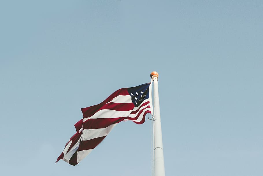 united, states, america, flat, white, pole, taken, daytime, flag, u