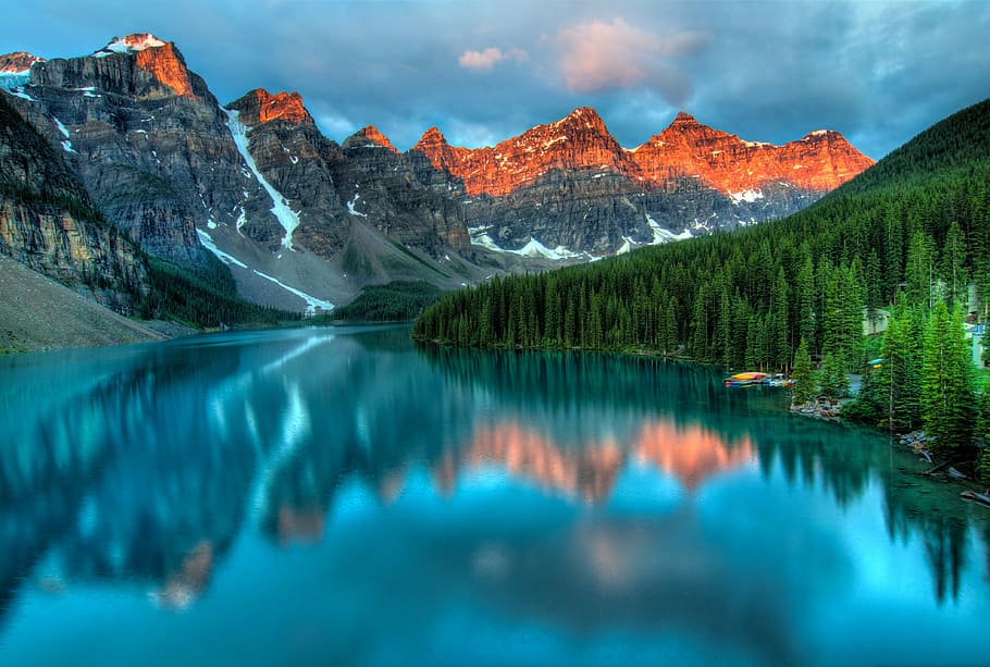 Azul, cuerpo, pintura al agua, Alberta, increíble, Banff, hermosa, Canadá, nubes, colorido