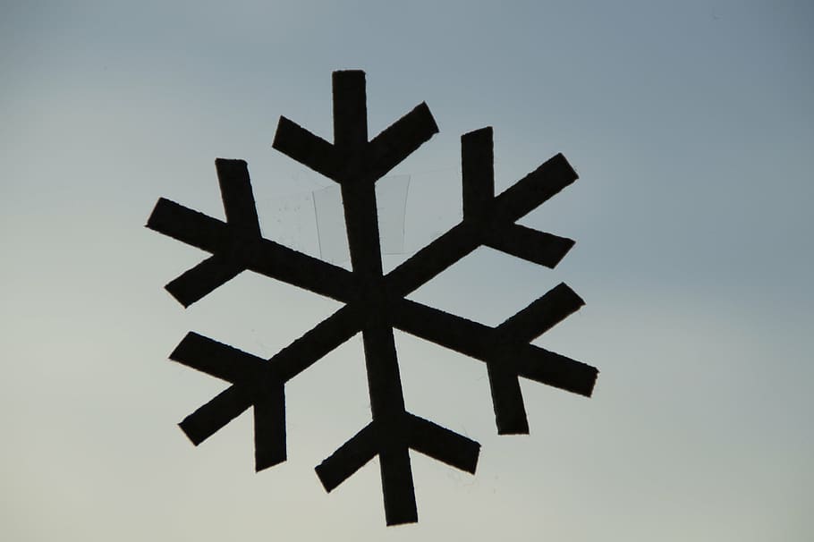 floco de neve, decoração, inverno, flocos, céu, janela, silhueta, estrutura, ninguém, céu claro