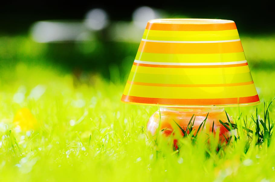 lamp, romantic, stripes, summer colors, lampshade, mood, light, lighting, atmosphere, meadow
