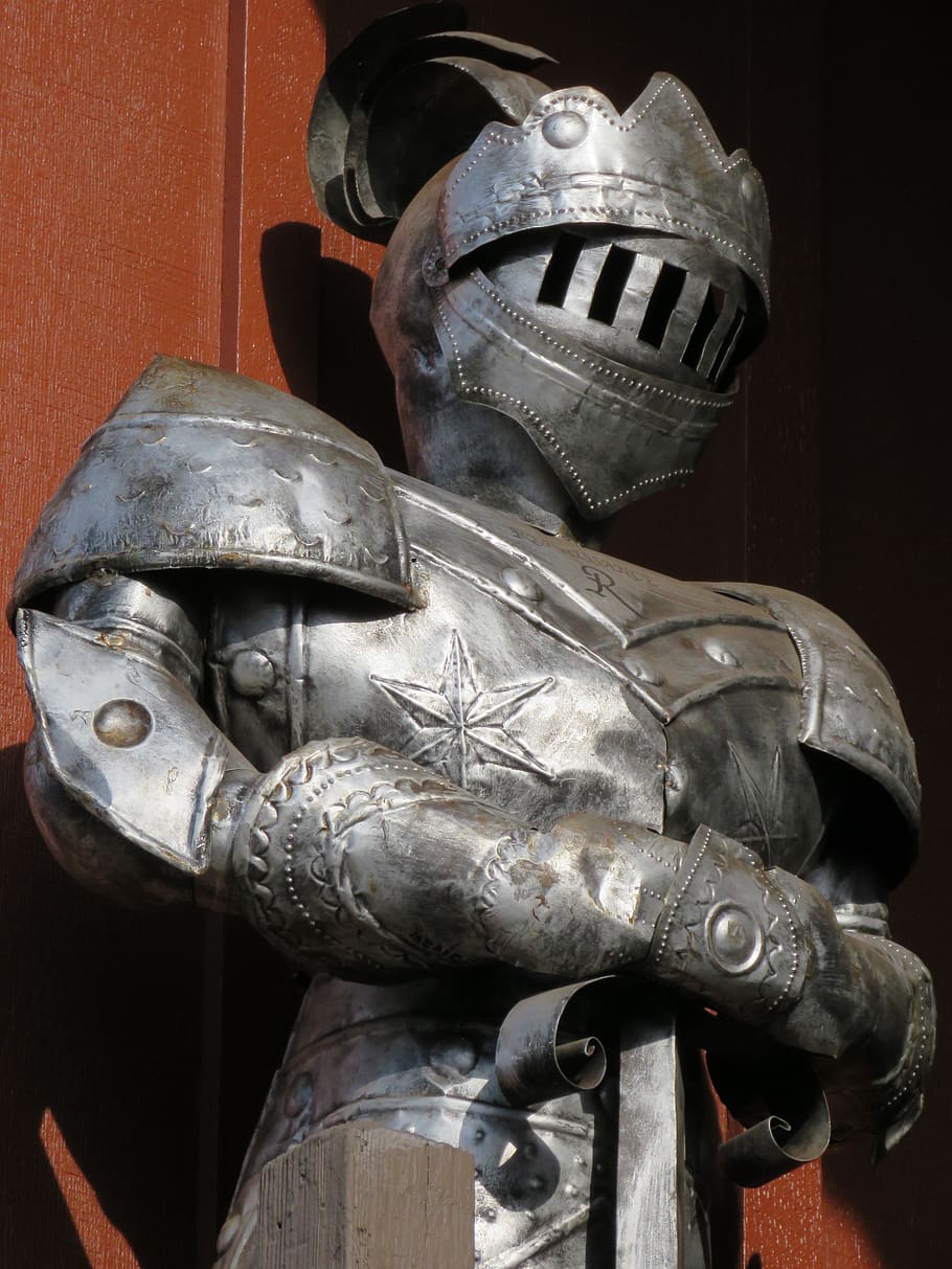 knight, armor, metal, vintage, middle age, sword, medieval, warrior, protection, iron