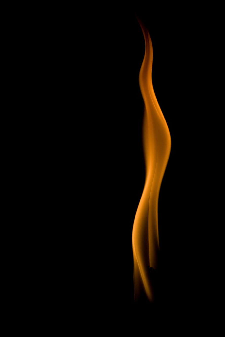 fuego amarillo, llama, fuego, naranja, inflamable, calor, quemadura, ardor, fondo negro, foto de estudio