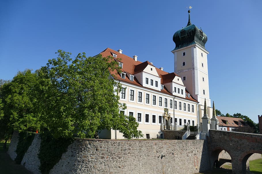 delitzsch, saxony-anhalt, castle, architecture, building, historically, tower, bridge, building exterior, built structure