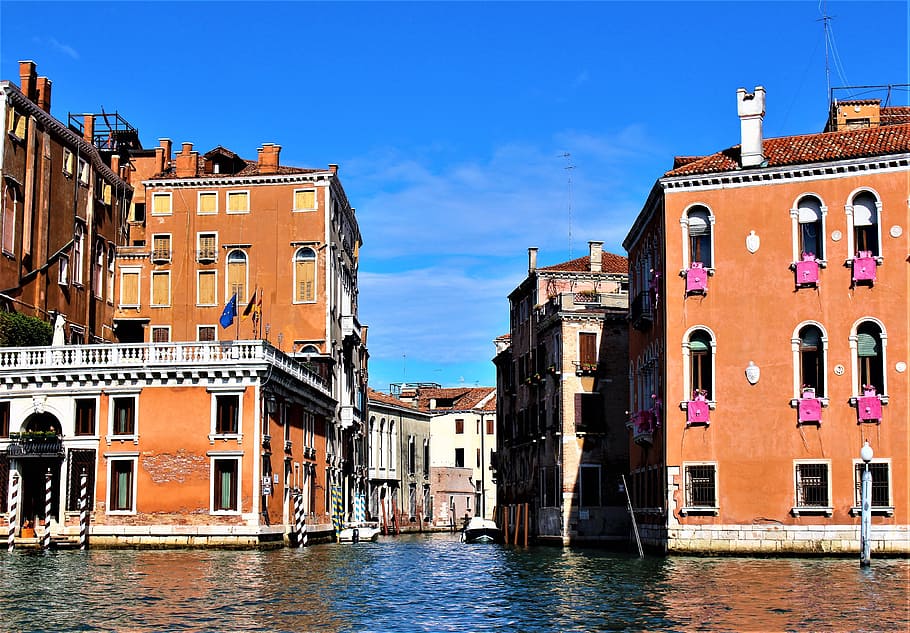 venice, italy, architecture, the grand canal, channel, buildings, palace, water, facade, world