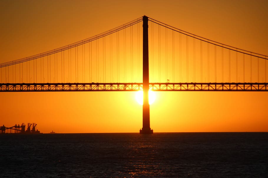 Portugal, Lisboa, Ponte, EUA, Califórnia, ponte - Estrutura feita pelo homem, Lugar famoso, Condado de São Francisco, pôr do sol, Ponte suspensa
