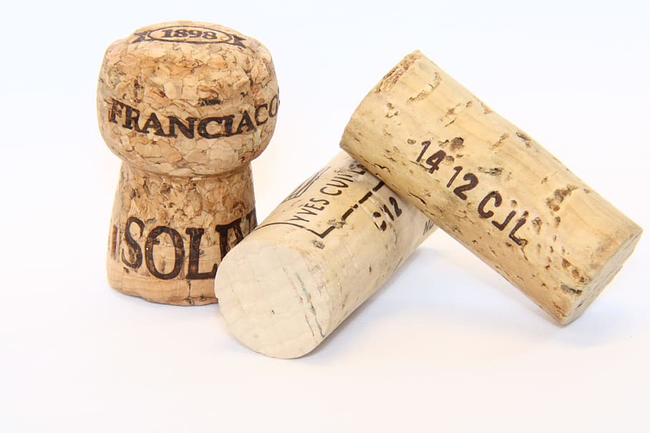 bubbles, cork, wine, cork - stopper, wine cork, white background, studio shot, cut out, food and drink, alcohol