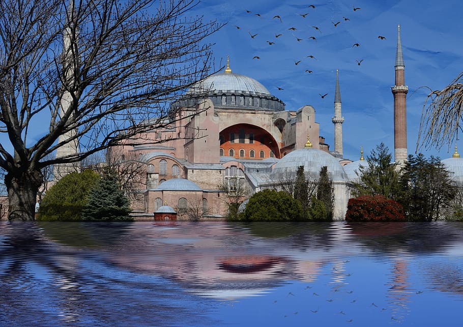 istanbul, hagia sophia, sultanahmet, landscape, historical works, museum, view, ancient city, turkey, manipulation