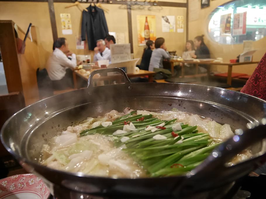 cooked, vegetables, wok, japan, cuisine, hakata, grilled chicken, motsu nabe, cheers, tourism