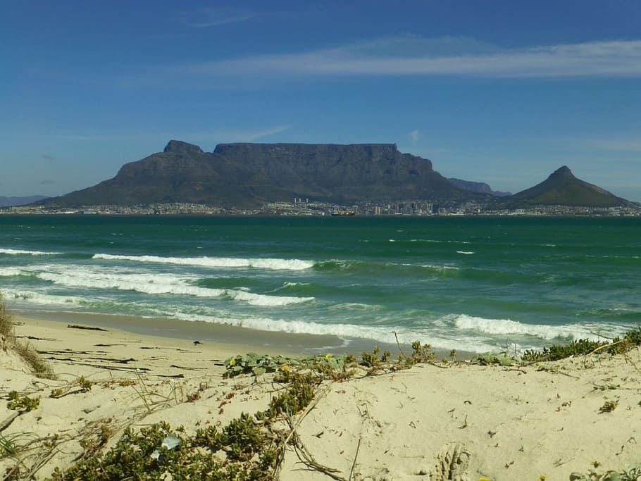 body of water, cape town, africa, table mountain, south africa, sea, sky, ocean, holiday, travel