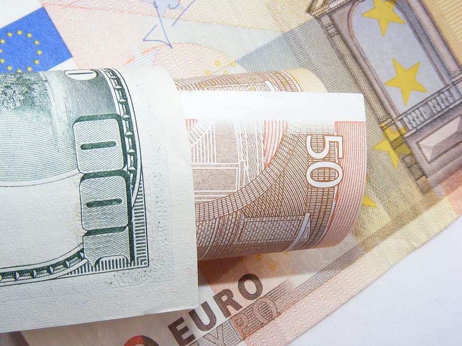close-up photo, euro banknote, money, currency, dollars, euros, euro, dollar, finance, cash