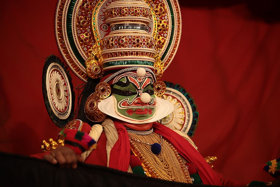 Kerala, Kathakali, Onam, festival, cultura, cara, retrato, celebración, tradición, artista