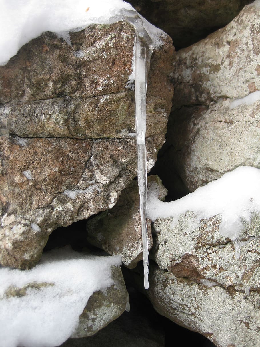 つらら, 石, 冬, 寒さ, 雪, つららのクローズアップ, 氷, スウェーデン, 白, 岩-オブジェクト
