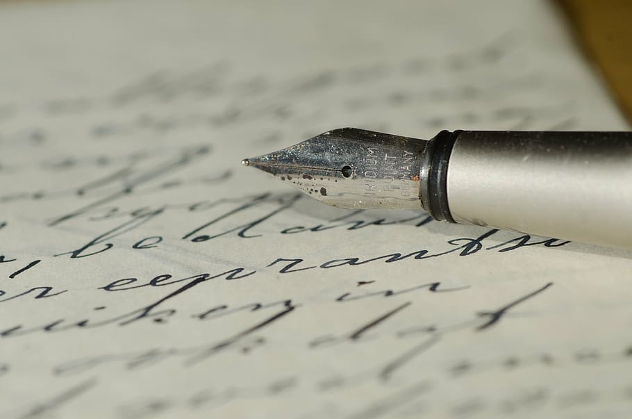 gray, pen, white, printer paper, fountain pen, letter, handwriting, family letters, written, ink
