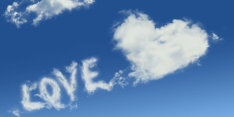 love text heart clouds, Love, text, heart, clouds, romance, sky, romantic, greeting card, affection