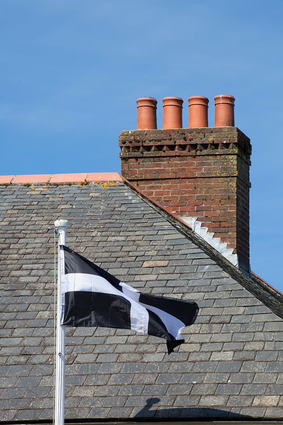 fireplace, roof, cornwall, england, flag, slate, roofing, architecture, old, home