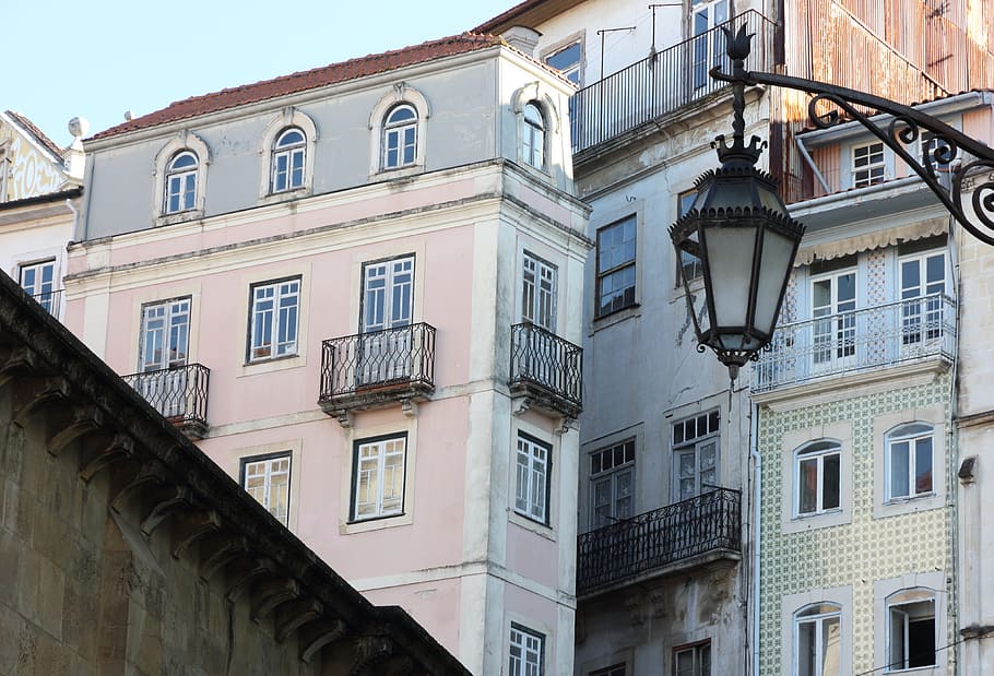 ポルトガル, コインブラ, windows, streetscene, 建築, 旅行, 都市, 建物の外観, 構築された構造, 窓