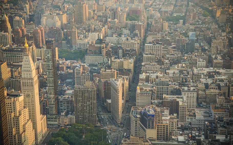 udara, fotografi, gedung seterika, baru, new york, kaki langit, drone, manhattan, eksterior bangunan, kota