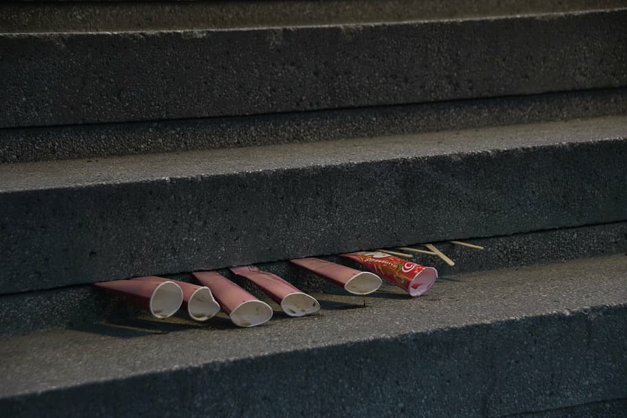 popsicle, ice cream, melting, outdoor, stairs, concrete, bizarre, high angle view, day, shoe