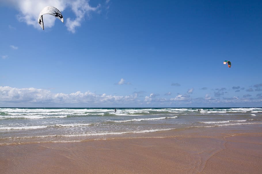 Kitesurfer, Coast, Beach, Sand, Sand, Sea, beach, sand, sea, ocean, surfer, water