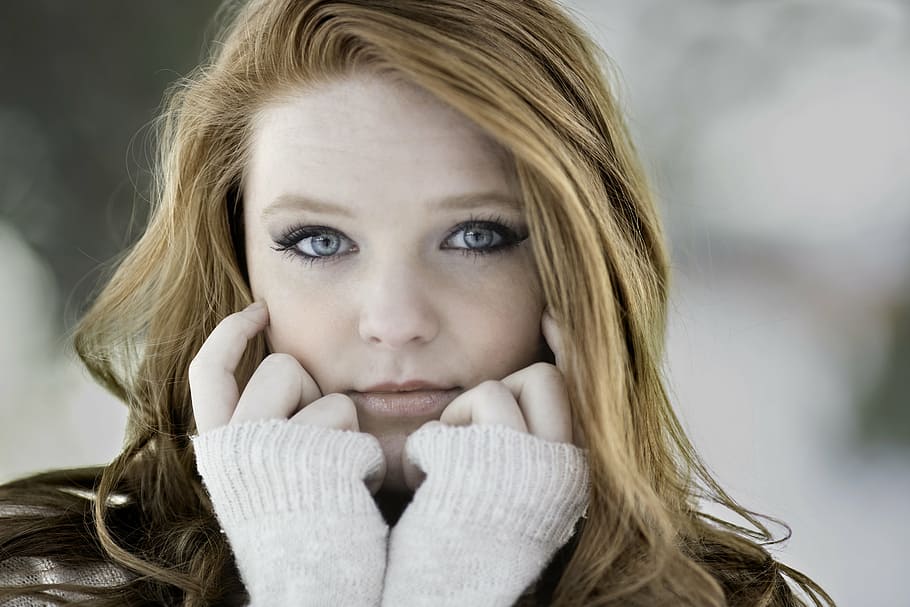 woman, blonde, haired, girl, cold, redhead, beautiful, young, redhead woman, portrait