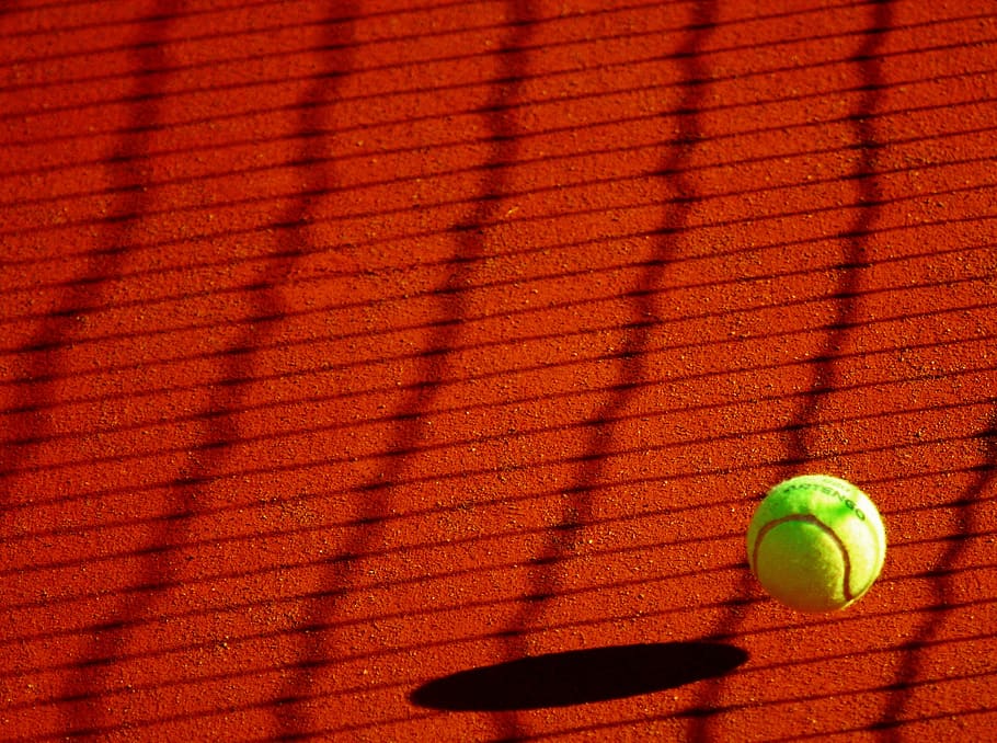 verde, durante o dia, tênis, bola, esporte, amarelo, tênis Bola, jogando, raquete, tribunal