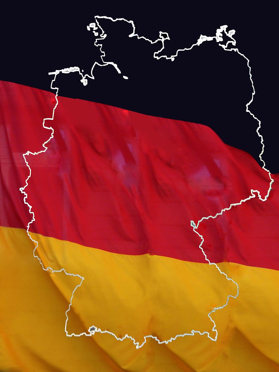 national flag, federal republic of, german, germany map, flag, flags, sky, nation, national colours, black red gold