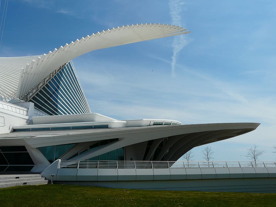 architectural, photography, white, concrete, opera building, architectural photography, opera, building, milwaukee art museum, museum of fine arts