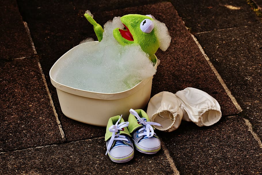 kermit, frog, plush, toy, covering, foam, bath, bath foam, funny, cute