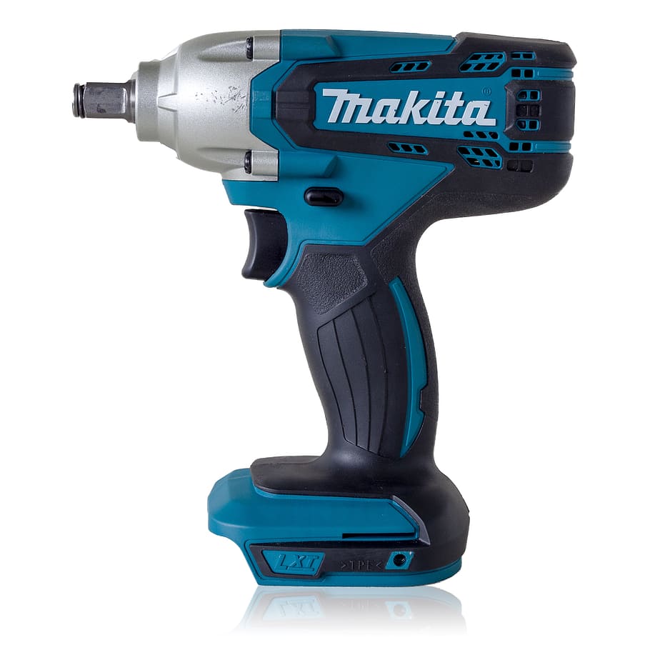 makita cordless impact wrench, drill, tool, screwdriver, isolated, cordless, power, battery, electric, work