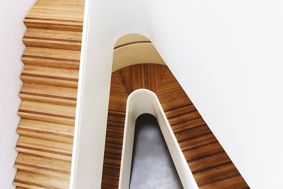 moderno, de madera, escalera, capturado, edificio, escalera de madera, Londres, arquitectura, madera - Material, interior