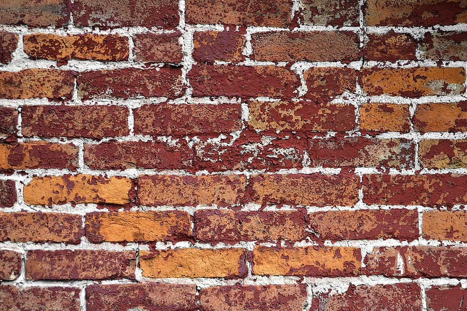 brick, wall, background, brick wall background, brick wall, aged, peeling, paint, old, red