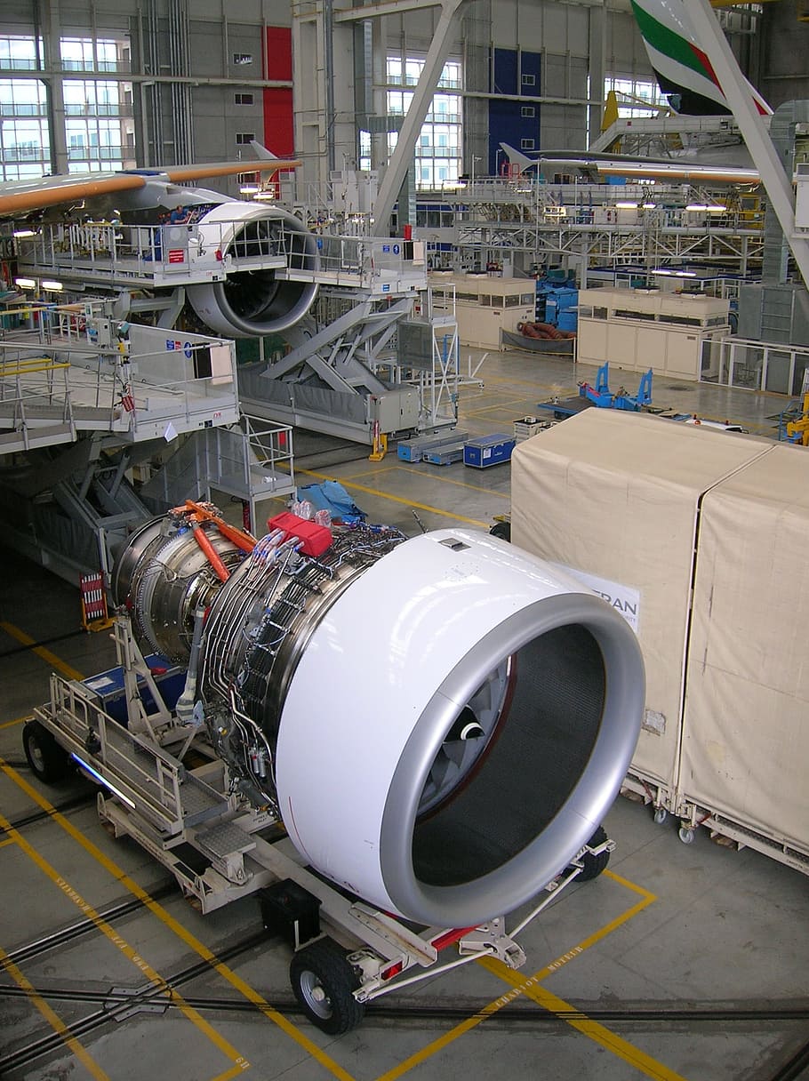 Airbus, motor, Rolls Royce, turbina, jet, máquina, potencia, aviación, tecnología, fábrica