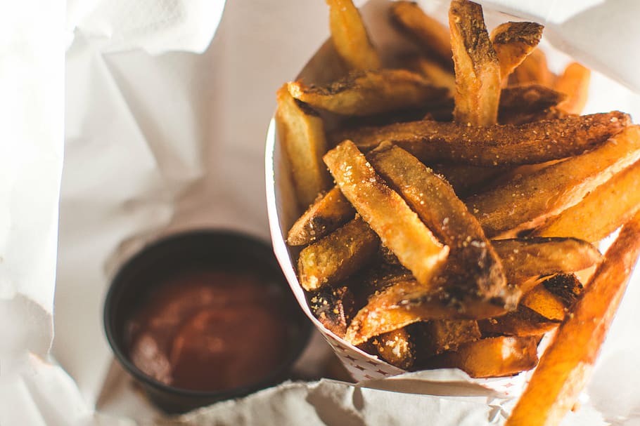 potato fries, brown, sauce, fries, potato, fried, salt, delicious, food, french Fries